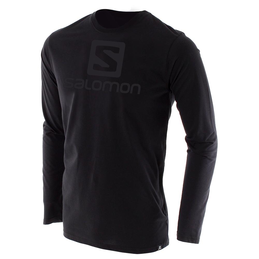 SALOMON ACHIEVE LS M Philippines - Men's Tops - Black | 364085-XGU
